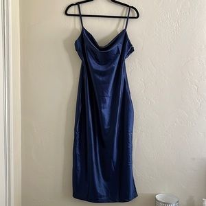 Satin Dress Cowl Neck Midi Dresses
